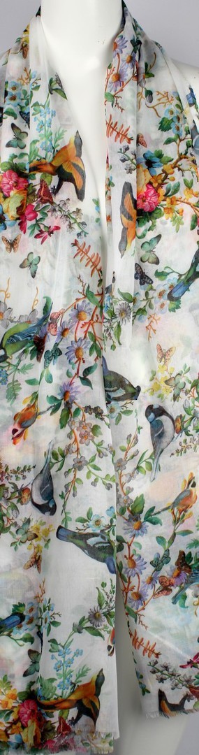 Alice & Lily printed  scarf floral birds wht Style:SC/4644WHT image 0